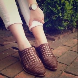 Jeffrey Campbell Leather Woven Slip On Mules 8